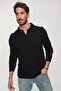 Men's Black Reddington Polo Collar Long Sleeve Thin Knitwear Sweater 22w403 - 2
