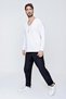 Men's V-Neck Cotton Loose Knitwear Sweater White 22sm212 - 2