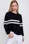 Women's Stripe Detailed Oversize Knitwear Sweater Black-ecru 22wk257 - 5