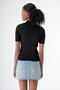 Women's Polo Neck Button Short Sleeve Knitwear Sweater Black 24S163 - 6