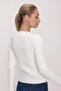 Women's Ecru Crew Neck Ribbed Thin Knitwear Sweater 22wk201 - 5