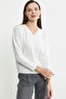 Pocket Detailed V-Neck Knit Sweater - Bone - 2