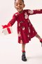 100% Organic Cotton Red Short Sleeve Denim Animal Printed Girl's Christmas Dress Aly 429548 - 2