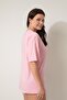 Pink Parrot Embroidery Crew Neck Oversize Women's Short Sleeve T-Shirt- 2422 - 2
