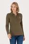 Women's Khaki Basic Polo Collar Sweatshirt 50271573 -Vr027 - 3
