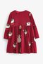 100% Organic Cotton Red Short Sleeve Denim Animal Printed Girl's Christmas Dress Aly 429548 - 5