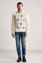 Baklava Pattern Polo Neck Lambswool Ecru Sweater