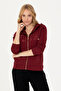 Women's Burgundy Hooded Basic Sweatshirt 50272060-Vr014 - 3