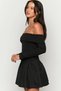 Wft5073 Skirt Woven Gathered Top Camisole Madonna Collar Dress - 5