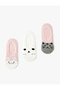 Set of 3 Cat Printed Ballerina Socks - 2