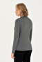 Women's Anthracite Melange Basic Polo Collar Sweatshirt 50271573-Vr081 - 5