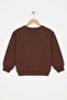 Crew Neck Long Sleeve Yesterday Text Printed Brown Color Girl's Sweatshirt - 2