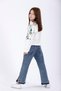 Crew Neck Long Sleeve Flower Printed Ecru Color Girl's Sweatshirt - 3
