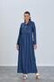 Pregnant Pregnant Denim Dress with Button Polo Neck Breastfeeding - 3