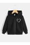 Heart Butterfly Logo Cotton Children's Zipper Cardigan - Black Printed Girls Boys Winter Hoodie
