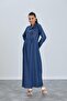 Pregnant Pregnant Denim Dress with Button Polo Neck Breastfeeding - 4