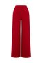 Women's Red Wide Leg Pleated Pants - 3