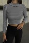 Black Striped Turtleneck Crop Top and Flared Pants K Ribbed Knit Two-Piece Set - 5