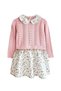New Season Girl's Flower Detailed Baby Collar Knitwear Sweater Appliqued One-Piece Dress