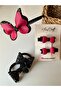 Butterfly Black Pink Mixed 5-Piece Crown Elastic Clip Buckle Set - 2