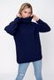 Women's Degaje Collar Long Thessaloniki Knitwear Sweater Navy Blue 22Wk258 - 2