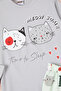 Meow Cat Print Girl's Pajama Set 16333 - 3