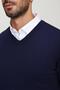 Men's Navy Blue V-Neck Knitwear Sweater 20w151 - 4