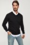 Men's Black V-Neck Knitwear Sweater 20w151 - 4