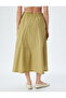 A-Line Midi Skirt with Cargo Pockets and Elastic Waist - 4