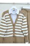 Striped Buttoned Knitwear Set -Tan - 2