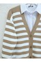 Striped Buttoned Knitwear Set -Tan - 3