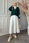 Floral Embroidered Petrol Green Knitwear Cardigan