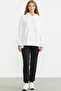 Hooded Sweatshirt with Knitted Hem Detail - Ecru