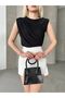 Women's Sandy Fabric Cross Ruched Detail Sleeveless Luxury Blouse - 6