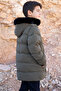 Khaki Fur Inside Removable Hooded Boys' down Jacket 19695 - 3
