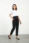 Maternity Flexible Abdominal Band Adjustable Waist Winter Mom Fit Gabardine Trousers Black - 6