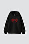 Red Dusk Printed Oversize Unisex Black Hoodie
