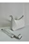 White Baguette Bag Women's Bag with Strap - 6