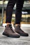 BA0321 Hidden Lace Men's High Sole Brown Sports Boots