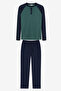 Navy Trousers Multicolor Pajama Set
