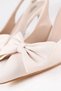 Women's Bow Detail Beige Satin Heeled Shoes - 3