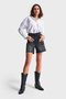 Women's Dark Smoked Color Diana Mom Fit Midi Length Denim Shorts - 5
