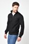Men's Black Long Sleeve Front Zippered Cardigan - 3
