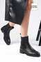 Arlo Genuine Leather Oval Toe Black Color Women's Elastic Flat Boots