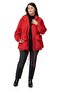 Large Size Red Trench Coat with Snap Fasteners and Zipper Closure and Drawstring Waist - 5