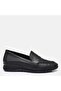 Women's Wedge Heel Loafers - Genuine Leather, Black, Large Size 41-44 - 8