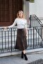 Women's Lightweight Thick Fabric High Waist Midi Length Bell Skirt - Leopard