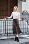 Women's Lightweight Thick Fabric High Waist Midi Length Bell Skirt - Leopard - 2