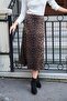 Women's Lightweight Thick Fabric High Waist Midi Length Bell Skirt - Leopard - 5