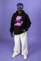 Temperature Printed Oversize Unisex Black Hoodie - 5